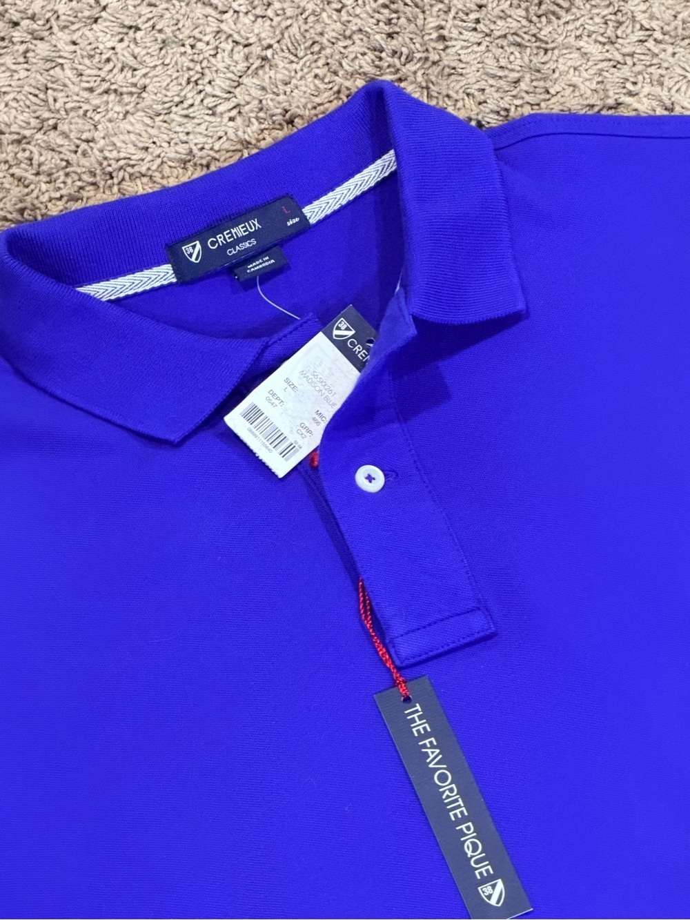 Cremieux Classics Polo Shirt Mens L Blue The Favorite Pique Madison Blue